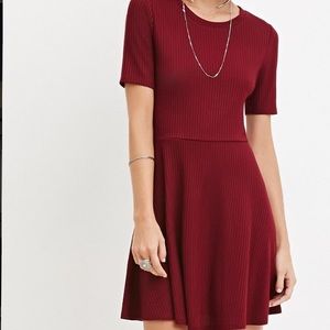 Forever 21 Maroon Short Sleeved Dress
